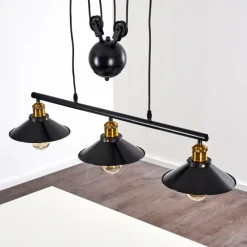 Lampes Dorées-hofstein Suspension Gudem Noir doré, 3 lumières