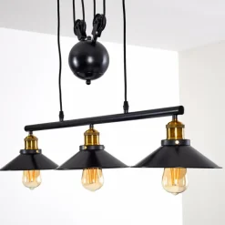 Lampes Dorées-hofstein Suspension Gudem Noir doré, 3 lumières