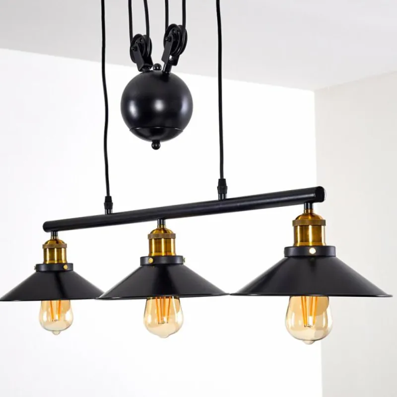 Lampes Dorées-hofstein Suspension Gudem Noir doré, 3 lumières
