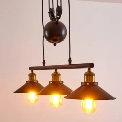 Lampes Dorées-hofstein Suspension Gudem Noir doré, 3 lumières