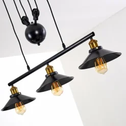 Lampes Dorées-hofstein Suspension Gudem Noir doré, 3 lumières