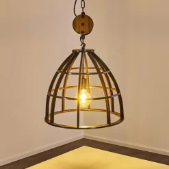 Lampes Vintages & Rétros-hofstein Suspension Haervej Bois clair, Noir, 1 lumière