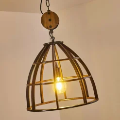 Lampes Vintages & Rétros-hofstein Suspension Haervej Bois clair, Noir, 1 lumière