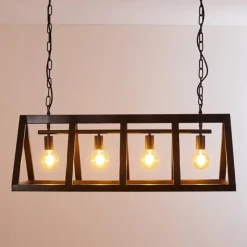 Lampes Vintages & Rétros-hofstein Suspension Haervej Noir, 4 lumières