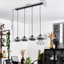 Suspension Verre Fumé-hofstein Suspension Haikala Noir, 4 lumières