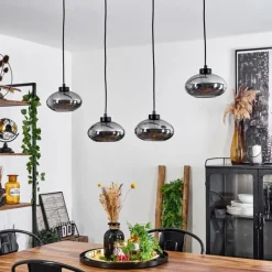 Suspension Verre Fumé-hofstein Suspension Haikala Noir, 4 lumières