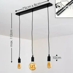 Lampes Vintages & Rétros-hofstein Suspension Hallabro Noir, 3 lumières