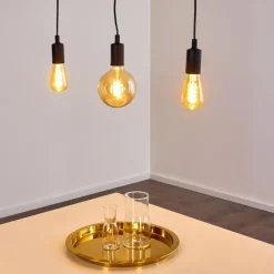 Lampes Vintages & Rétros-hofstein Suspension Hallabro Noir, 3 lumières