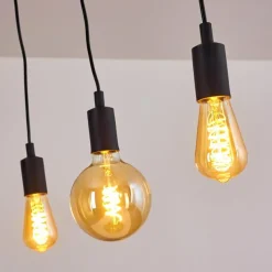 Lampes Vintages & Rétros-hofstein Suspension Hallabro Noir, 3 lumières