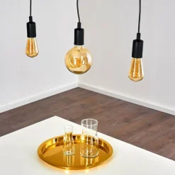 Lampes Vintages & Rétros-hofstein Suspension Hallabro Noir, 3 lumières