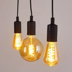 Lampes Vintages & Rétros-hofstein Suspension Hallabro Noir, 3 lumières
