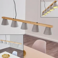 hofstein Suspension Halltorp Bois clair, Noir, 5 lumières