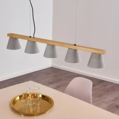 hofstein Suspension Halltorp Bois clair, Noir, 5 lumières