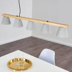 hofstein Suspension Halltorp Bois clair, Noir, 5 lumières