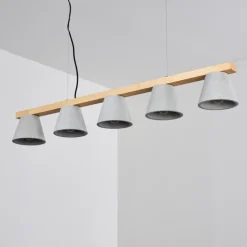 hofstein Suspension Halltorp Bois clair, Noir, 5 lumières