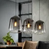 Suspension Verre Fumé-hofstein Suspension Harderhaven Acier brossé, 3 lumières