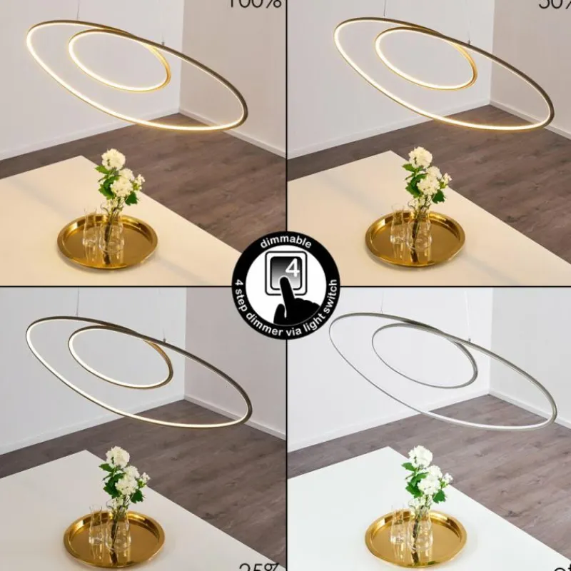 hofstein Suspension Harpeth LED Nickel mat, 1 lumière