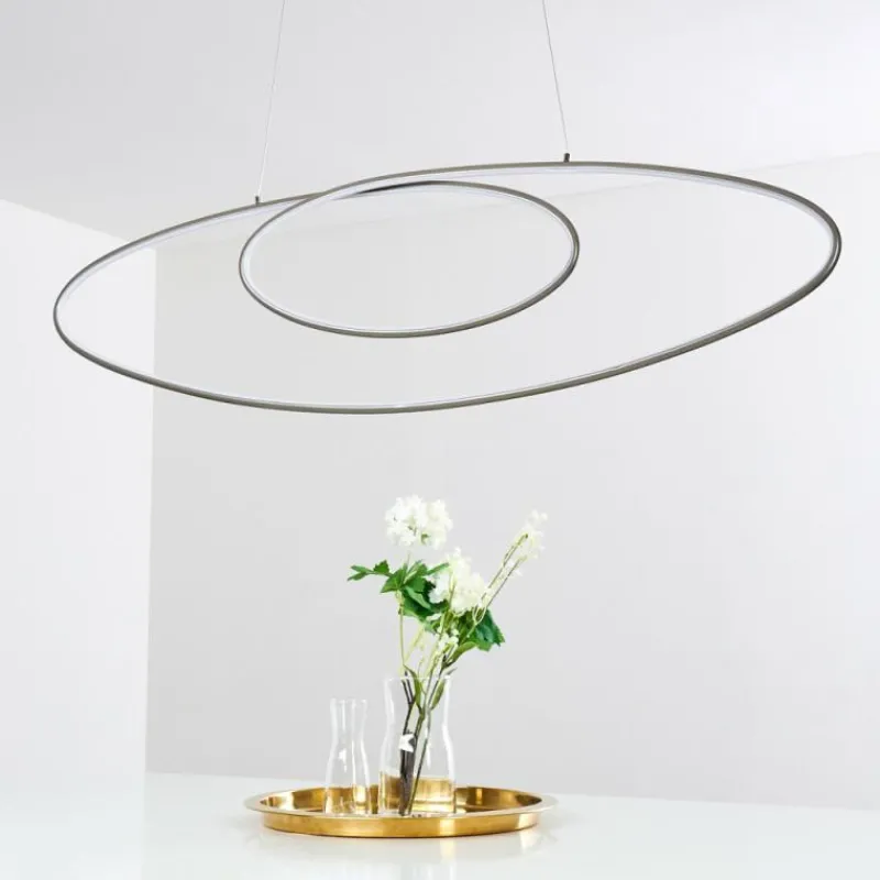 hofstein Suspension Harpeth LED Nickel mat, 1 lumière