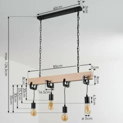 Lampes Industrielles-hofstein Suspension Hautahi Bois clair, Noir, 4 lumières