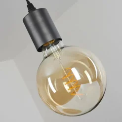 Lampes Industrielles-hofstein Suspension Hautahi Bois foncé, Noir, 1 lumière