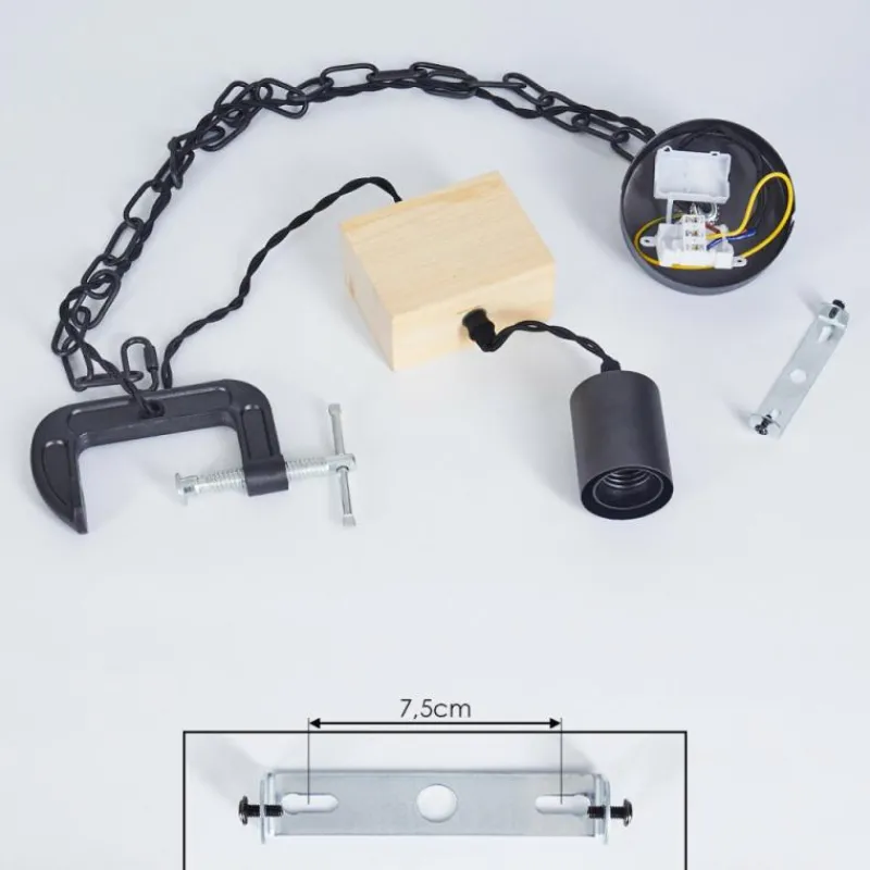 Lampes Industrielles-hofstein Suspension Hautahi Bois foncé, Noir, 1 lumière