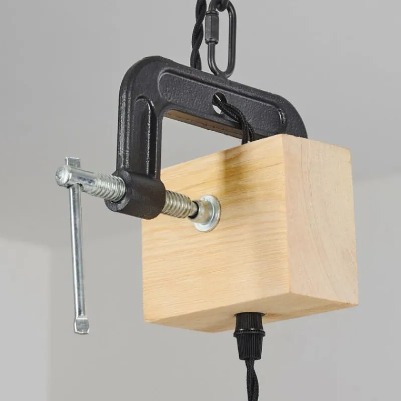 Lampes Industrielles-hofstein Suspension Hautahi Bois foncé, Noir, 1 lumière