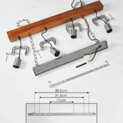 Lampes Industrielles-hofstein Suspension Hautahi Bois foncé, Noir, 4 lumières