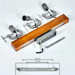 Lampes Industrielles-hofstein Suspension Hautahi Bois foncé, Noir, Argenté, 3 lumières