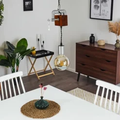 Lampes Vintages & Rétros-hofstein Suspension Hautahi Gris, Bois foncé, 1 lumière