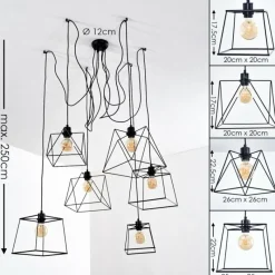 Lampes Vintages & Rétros-hofstein Suspension Havel Noir, 6 lumières