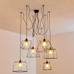 Lampes Vintages & Rétros-hofstein Suspension Havel Noir, 6 lumières