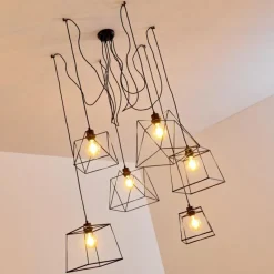 Lampes Vintages & Rétros-hofstein Suspension Havel Noir, 6 lumières