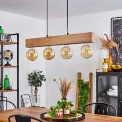 Style Boho-Chic-hofstein Suspension Heimola Brun, Couleur bois, Noir, 4 lumières