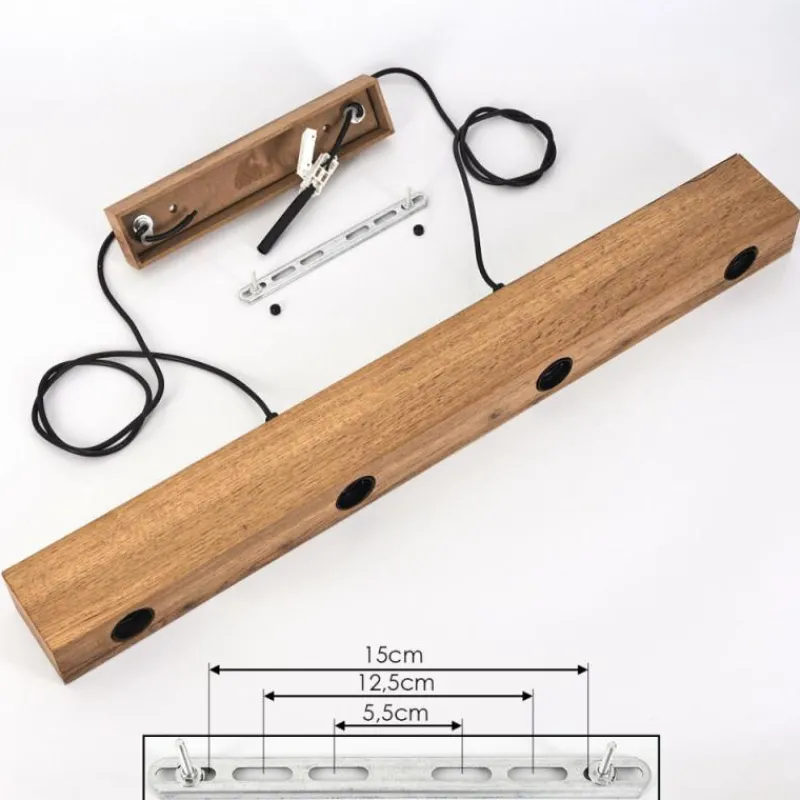 Style Boho-Chic-hofstein Suspension Heimola Brun, Couleur bois, Noir, 4 lumières