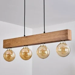 Style Boho-Chic-hofstein Suspension Heimola Brun, Couleur bois, Noir, 4 lumières