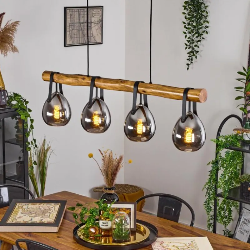 Suspension Verre Fumé-hofstein Suspension Hocker Écru, Noir, 4 lumières