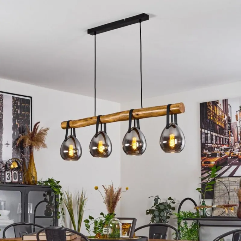 Suspension Verre Fumé-hofstein Suspension Hocker Écru, Noir, 4 lumières