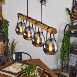 Suspension Verre Fumé-hofstein Suspension Hocker Écru, Noir, 4 lumières