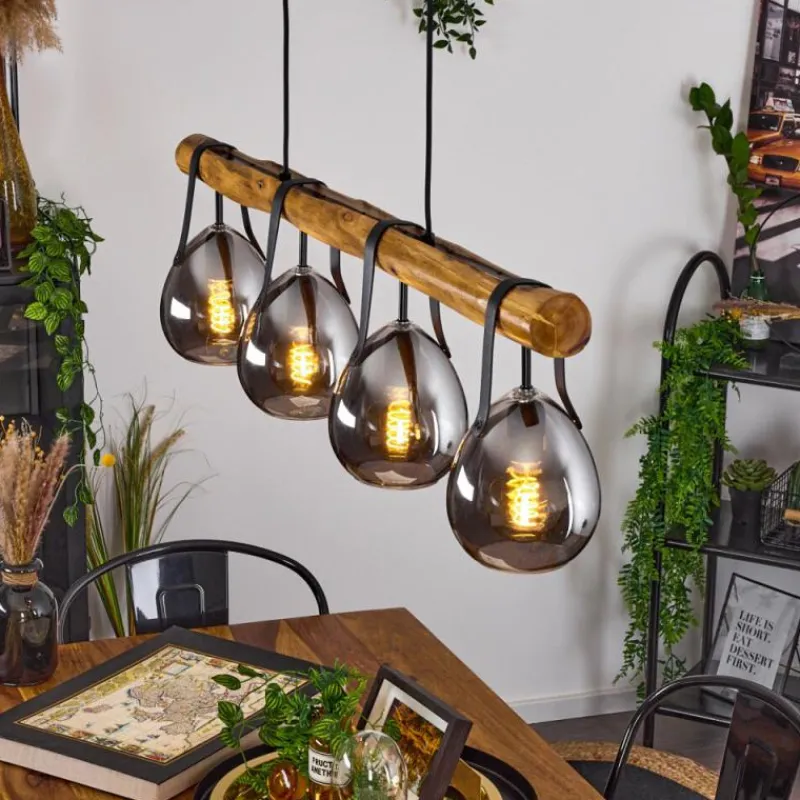 Suspension Verre Fumé-hofstein Suspension Hocker Écru, Noir, 4 lumières