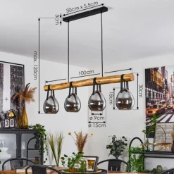 hofstein Suspension Hocker Écru, Noir, 4 lumières