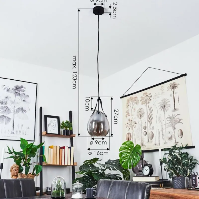 Suspension Verre Fumé-hofstein Suspension Hocker Noir, 1 lumière