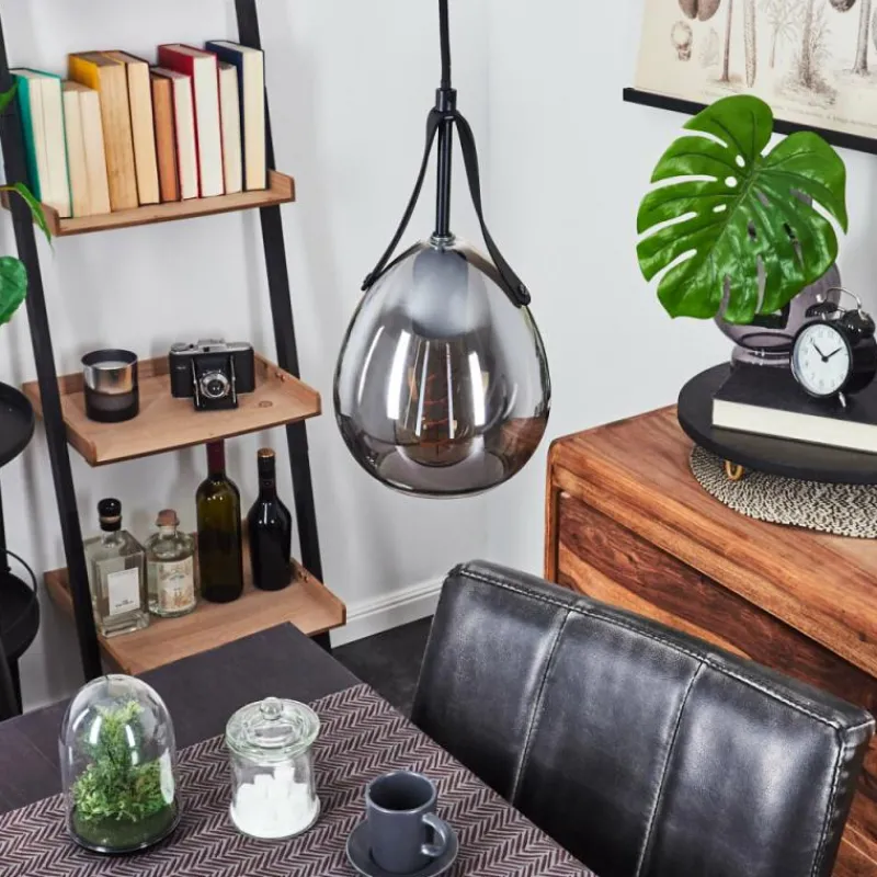 Suspension Verre Fumé-hofstein Suspension Hocker Noir, 1 lumière