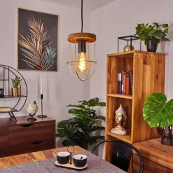 Lampes Vintages & Rétros-hofstein Suspension Hodne Brun, Noir, 1 lumière