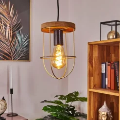 Lampes Vintages & Rétros-hofstein Suspension Hodne Brun, Noir, 1 lumière