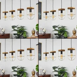 Lampes Vintages & Rétros-hofstein Suspension Hodne Écru, Noir, 4 lumières