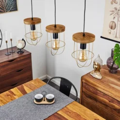 Lampes Dorées-hofstein Suspension Hodne Écru, Noir, 3 lumières