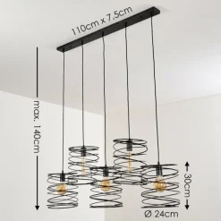 Lampes Vintages & Rétros-hofstein Suspension Hoenkoop Gris, Noir, 5 lumières