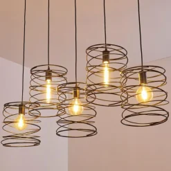 Lampes Vintages & Rétros-hofstein Suspension Hoenkoop Gris, Noir, 5 lumières