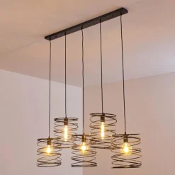 Lampes Vintages & Rétros-hofstein Suspension Hoenkoop Gris, Noir, 5 lumières