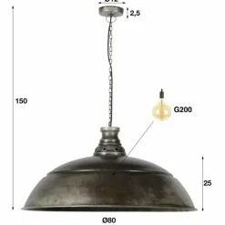 Lampes Industrielles-hofstein Suspension HOGEBRUG Argenté, 1 lumière